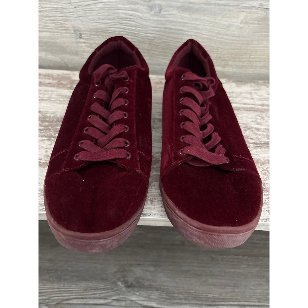 Torrid Burgundy Velvet Low Top Sneakers Lace Up Velour Casual Shoes Mens Womens‎